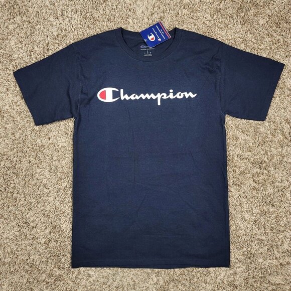 NEW Champion T Shirt Men's Size SMALL Short Sleeve Script‎ Logo Crew Neck Casual - Picture 1 of 7